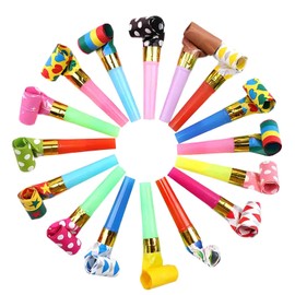 LIKENNY 20 Pcs Colorful Cheer Blowing Whistles for Kids Party Decoration Party Event Birthday Party Props (Random Pattern)
