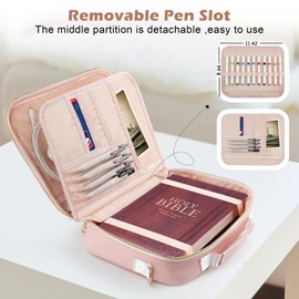 CDBXPRG Bible Cover Case for Women,Large Chenille Bible Cover, Church Bible Bag with Adjustable Shoulder Strap,Bible Carrying Tote Bags Gift for Teen Girls (Pink)