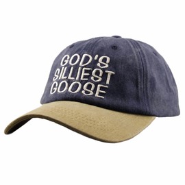 Two-Toned Embroidered God's Silliest Goose Baseball Cap 3D Lettering Dad Hat,Vintage,Deep Blue/Army Green