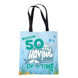 50th Birthday Gifts for Women Men - Rockin 50 Funny Canvas Tote Shopper Bags