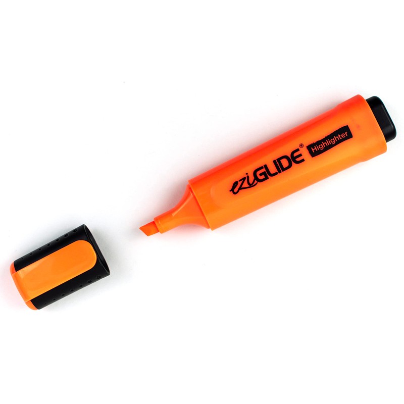 Eziglide Vibrant Orange Highlighter, Pack of 10, Orange Highlighters, Chisel