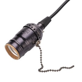 Vintage Lamp Socket with Pull Chain, E27 Vintage Pendant Light Holder, Lamp Base Ceiling Mounted for Basement,Garage(Pearl Black)