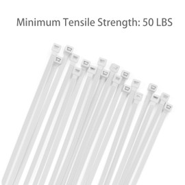 XINGO 20 inch Zip Ties Heavy Duty 50PCS, 50 lbs Strength, UV Resistant Long Nylon Cable Ties,Self-Locking Nylon Zip Ties for Indoor and Outdoor(White)