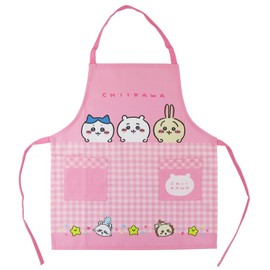 Chiikawa Children's Apron, 43.3 inches (110 cm), Pink, Rabbit, Bee Wall, For Children, Nursery School, Kindergarten, Cooking, Cooking, Pink