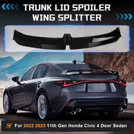 Rear Spoiler Wing Compatible with Honda Civic 4 Door Sedan 2022 2023 11th Civic Rear Trunk Spoiler, Rear Boot Deck Lid Wing Carbon Fiber Print ABS Tail Decor Lip Enhance Vehicle's Performance.