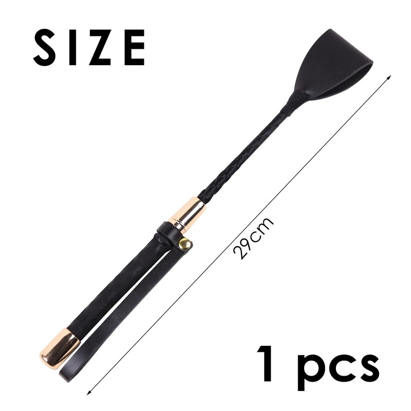 NyxSeat 1 Black Leather Riding Whip with Non-Slip Grip, Riding