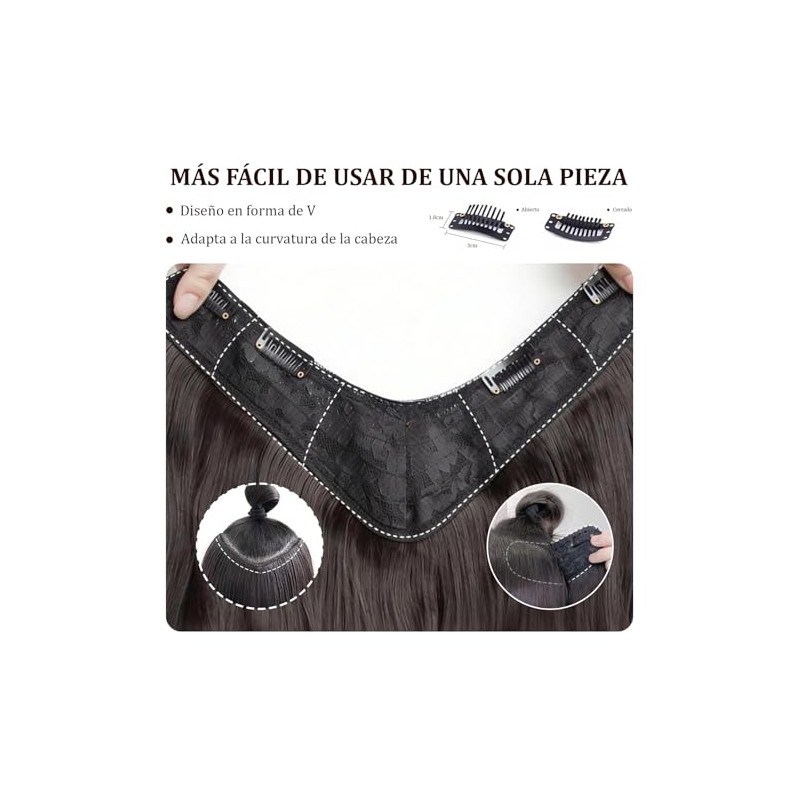 Extensiones de Cabello con Clip Invisibles, Juego de 2 Piezas