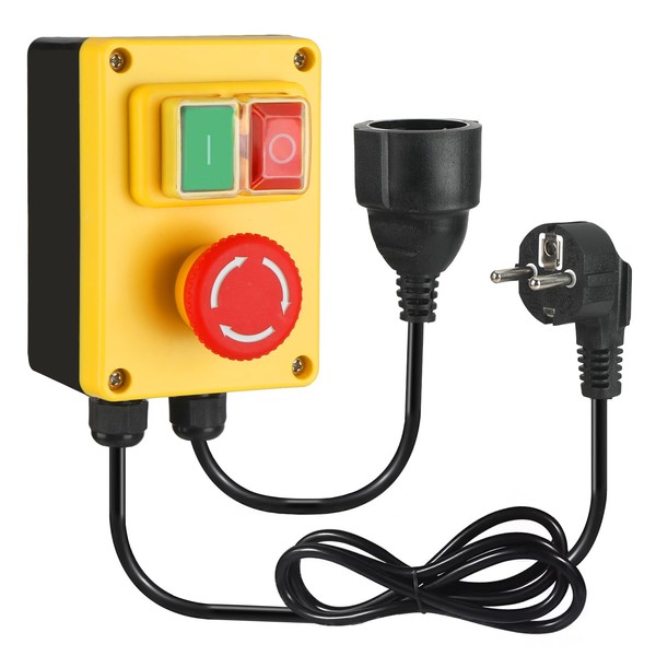 230 V Single-Phase On/Off Switch, Safety Switch with Large Red,