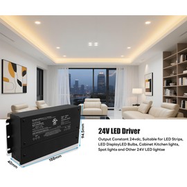 AMAZING POWER 24V LED Driver 60W Dimmable, Power Supply, AC to DC Transformer for LED Lighting, Compatible with ELV, TRIAC dimmers, UL Listed, Class 2