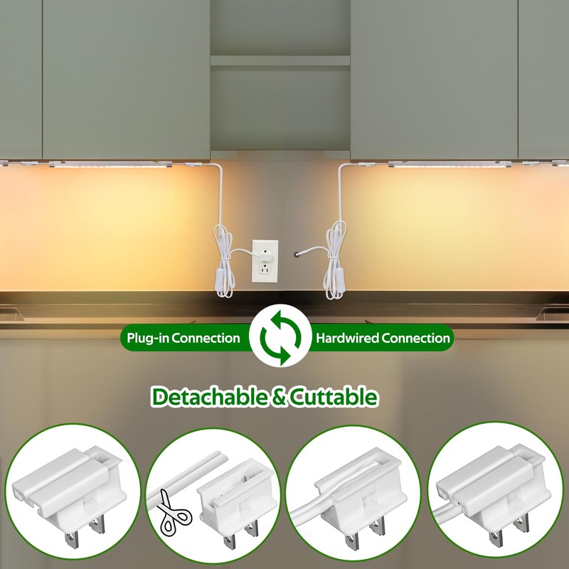 AIBOO Under Cabinet Lighting, Dimmable 12 inch Under Counter Lights,