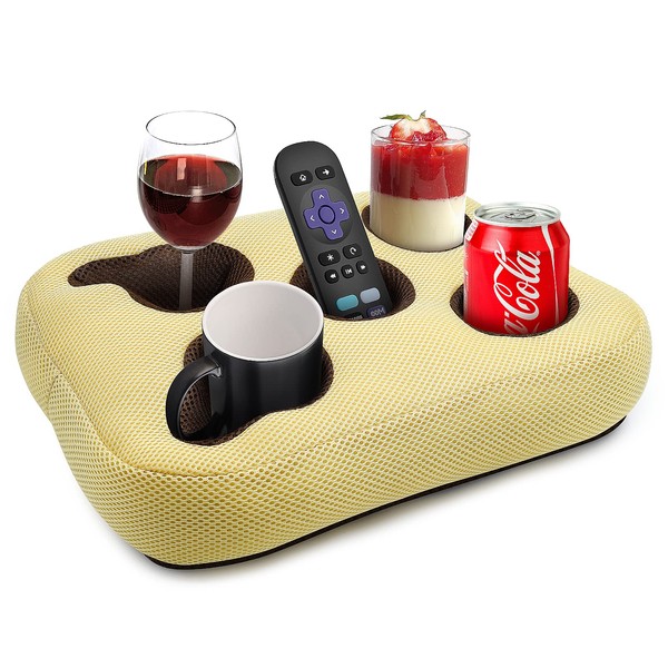 AceList Couch Cup Holder Drink Holder, Sofa Drink Holder Cushion, Washable Cushion with Coffee Cup Holder for Home, Car, Park, Travel, Plane