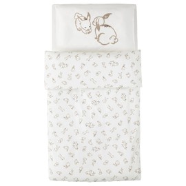 Ikea Rodhake Crib Duvet Cover/Pillowcase Rabbit Pattern White/Beige 43x49/14x22 304.401.73