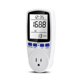 DiyStudio Power Indicator, Power Meter, Power Detector, Wattage Monitor, Detector, Electrical Usage Charge, Overload Warning, Voltage, Current, Frequency, Power Factor, Power Meter Socket