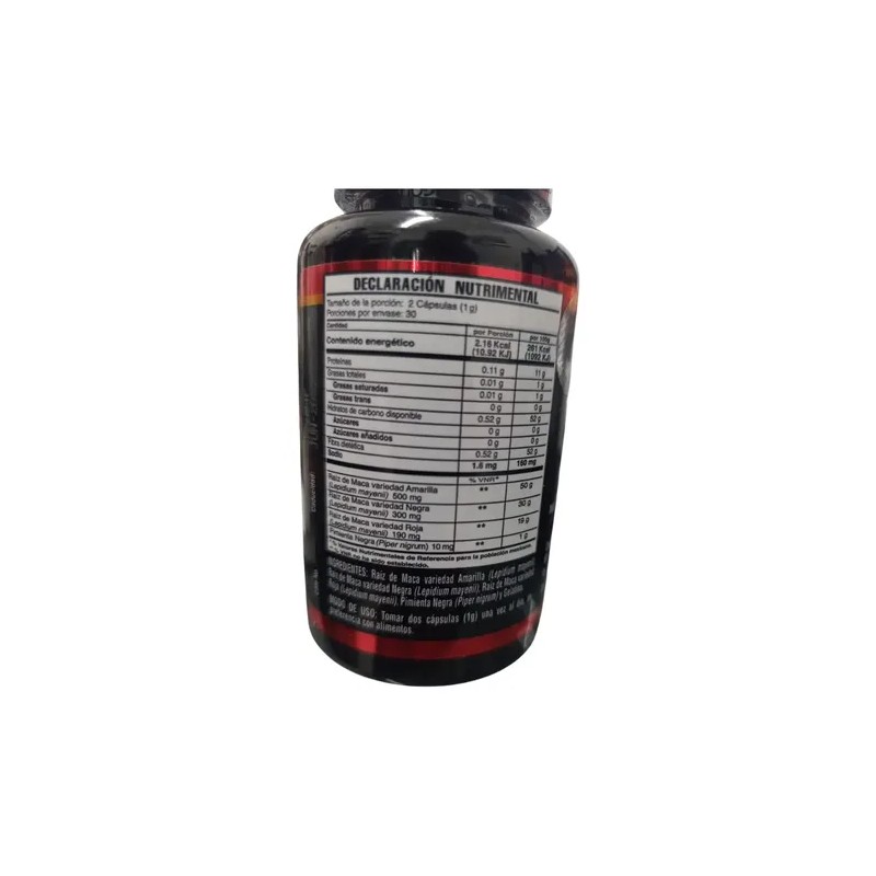 Maca Peruana Triple Amarilla Roja Negra 60cap