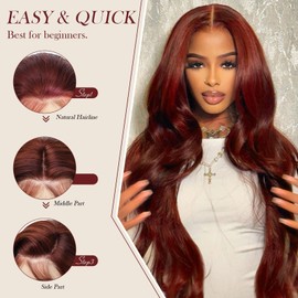 BOTNNS 26 Inch Brown Body Wave Human Hair Wig 200 Density 13x4 HD Reddish Brown Lace Front Wigs Human Hair Pre Plucked Colored Lace Frontal Wigs Human Hair