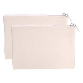 uxcell PU Leather Makeup Bag, 2pcs Waterproof Cosmetic Organizer Bag Soft Zipper Pencil Pouch Travel Toiletry Case for Women Girls Office(Gold, Large)