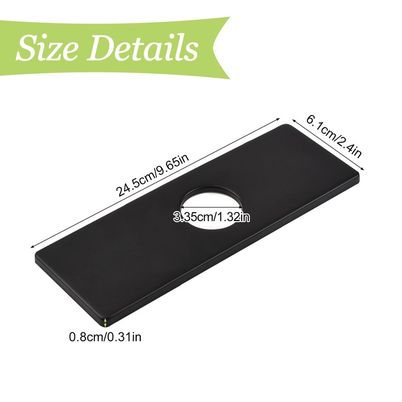 UFURMATE Tap Plate, Black Stainless Steel Hole Cover Deck Plate