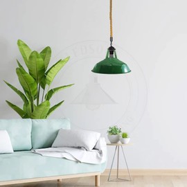 Modern Retro Metal Lampshades Easy Mount Lampshades for Industrial Pendant Lights Bedroom Kitchen Bathroom Antique Lampshade (Green)