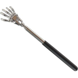 FIXTOOLS Extendable Stainless Steel Telescopic Back Scratcher with Claw Massager and Soft Rubber Handles for Itch Relief Portable and Convenient.