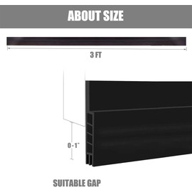 Hulameda [Upgraded] Large Gap Door Draft Stopper, 3-2/5"W Widened Door Sweep for Interior and Exterior Doors - Guard Against Drafts, Dust, Noise and Unwanted Animals| 3-2/5"W x 39"L, Black
