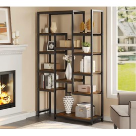 YITAHOME Industrial Bookshelf 71" Tall Bookcase, Large Bookshelves with 12 Open Shelf, Display Rack Storage Book Shelves for Living Room Bedroom Office Home, Rustic Brown