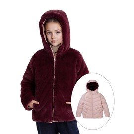 solomate Girls Winter Coats with Hood - Toddler Girls' Outerwear Puffer Jackets for Kids with Double-sided Wear Design