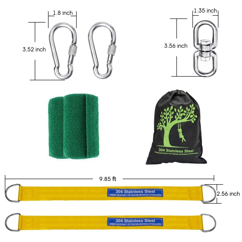 10ft Tree Swing Hanging Kit, Safe Straps with Carabiners, 2,200lb