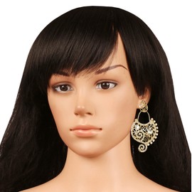 Touchstone Alloy Rhinestone Kundan Look Faux Pearls Pretty Cut Work Designer Bali Earrings in Antique Gold Tone for Women