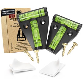 WEIDEBACH® 2 x Robust Spirit Level, Small, Magnetic Mini Spirit Level, Black, Small Spirit Level, Shatterproof, Camping Spirit Level, Caravan, Cross Spirit Level