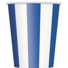Unique Party 38016 - 12oz Royal Blue Striped Paper Cups,