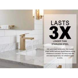 Lava Odoro Champagne Gold Bathroom Faucets, Single Hole Bathroom Sink Faucet Single Handle Vanity Faucet with Pop up Drain Assembly, Deck Plate Included, BF307-CB