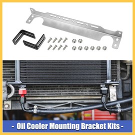 REPAIROCK Universal Oil Cooler Mounting Bracket Kit 330mm Aluminum Alloy Engine Oil Cooler Radiator Adapter Kit Oil Cooler Bracket Kit Silver Tone Auto Replacement Parts