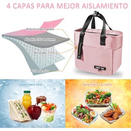 Lonchera Termica Impermeable - Bolsa de Almuerzo Aislada Porta Alimentos Nevera Portátil, Hermética Porta Fiambrera Plegable Hielera con Bolsillos Laterales, A Prueba de Fugas para Adultos Mujer