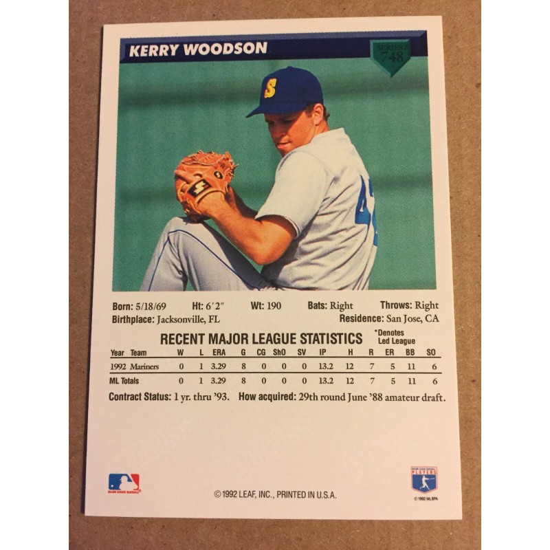 1992-93- Donruss- #748 Kerry Woodson- Seattle Mariners- MINT