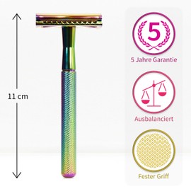 Metal Razor for Men and Women, Classic Razor, Zero Waste, Single Blade Razor, Environmentally Friendly, Eco Razor, Double Edge Razor, Rainbow Colours Bambaw