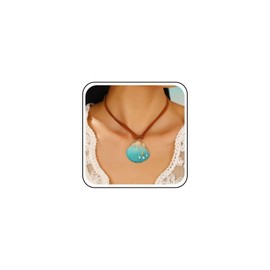 Inilbran Boho Layered Velvet Choker Necklace Vintage Scallop Necklace Short Leather Velvet Choker Necklace Large Sea Shell Pendant Necklace for Women(Green)