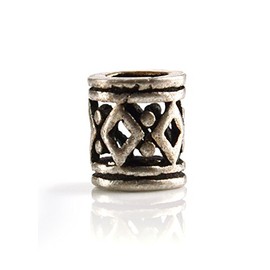 Battle-Merchant Viking Beard Bead, Small, 3 mm Inner Diameter, 925 Silver with Diamond Pattern