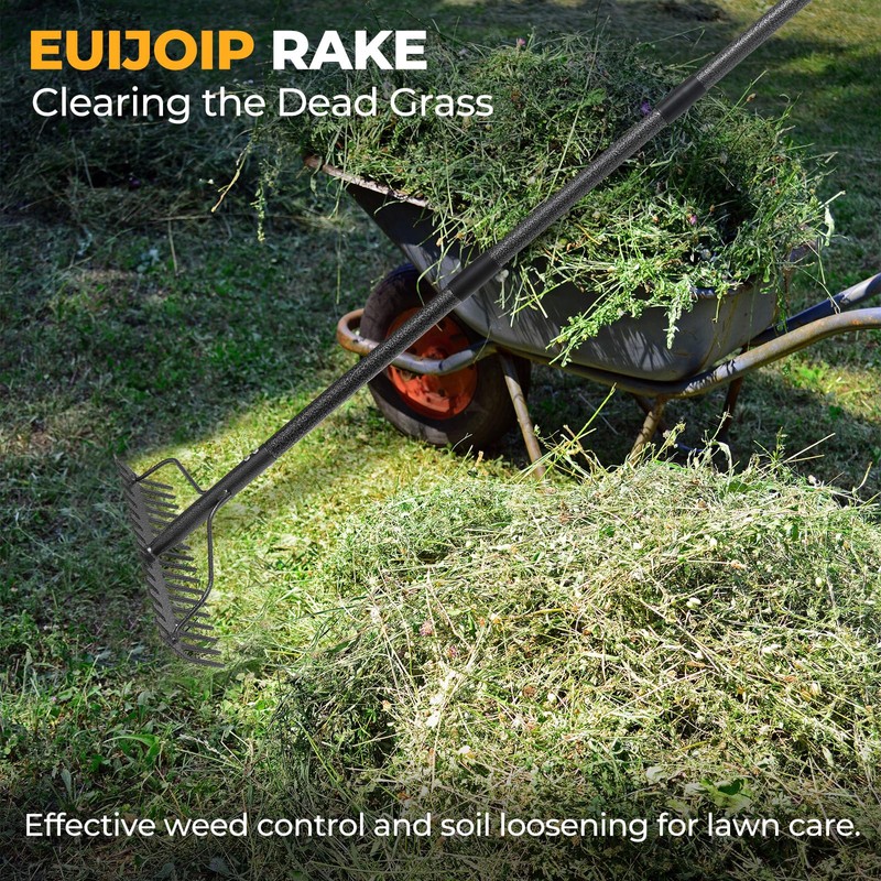 Garden Rake, 17" Extra Wide Double-Sided Head, 63" Heavy Duty