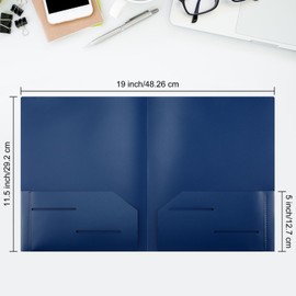 Fulmoon 48 Pack Plastic Folders with 2 Pockets 11 x 9 Inch Heavy Duty File Pocket Folders Fit Letter Size Paper Bulk for School Office Home Supply(Navy Blue)