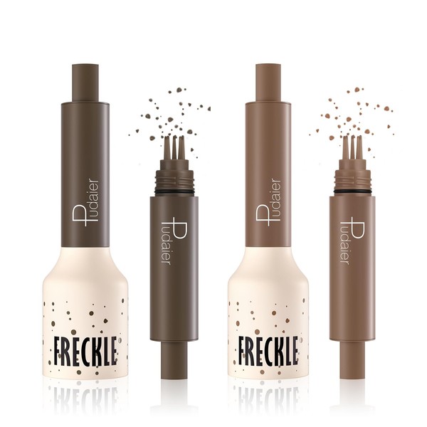 Pudaier 2Pcs Freckle Stamp - Waterproof Faux Freckle Pen, Natural-Looking