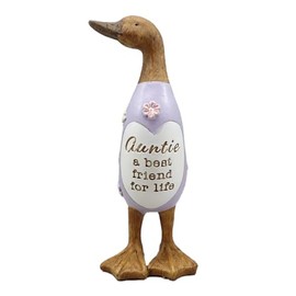 Shudehill Giftware Daisy Message Wooden Duck Ornament Gift - Family, Friends, Auntie, Daughter, Sister, Grandma, Nan or Mum Messages (Auntie)