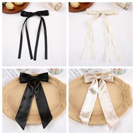 ELKINROVIC Hair Clip for Women, Velvet Mini Bow Alligator Clips Long Soft Small Coquette Bows Ribbon Bowknot Hair Bows for Girls Adult Kids (4Packs)