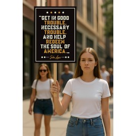 John Lewis Good Trouble Protest Sign, Resist Hate, Anti-Trump, Resist Racism, Resist Fascism, Political Activist Poster Rally Sign