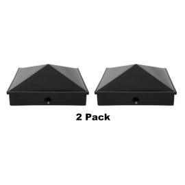 5x5 Nominal (4.5" x4.5") Plastic Pyramid Vinyl Fence Post Cap with Pre-Drilled Hole Black or White Multiple Quantities for Nominal 5" x 5" Posts (2, Black)