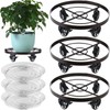 3 Packs Large Metal Plant Caddy 12.6” Plant Dolly with