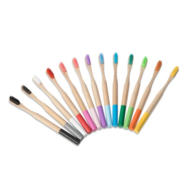 IWOWHERO 4pcs Bamboo Toothbrushes for Adults Soft Bristles Travel Home