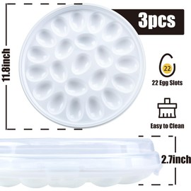 HANSGO 3PCS Deviled Egg Platter, Deviled Egg Carrier With Lid Egg Containers Egg Tray with Lid for Festival Party Favor Home Kitchen Refrigerator Supplies