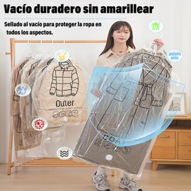 bolsas de almacenamiento de vacío,4 piezas bolsas al vacio ropa, bolsa de compresión colgante al vacío colgantes reutilizables (67 * 110)2 piezas+(67 * 90) 2 piezas (Con bomba de aire)