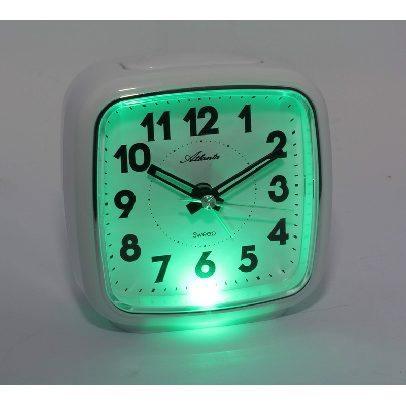 Atlanta 1978-0 Alarm Clock without Ticking with Light Analogue White