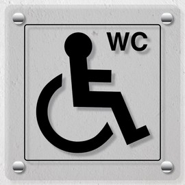 V Safety Disabled WC Symbol - 200 x 200 mm - Acrylic Perspex Cast Clear Safety Sign
